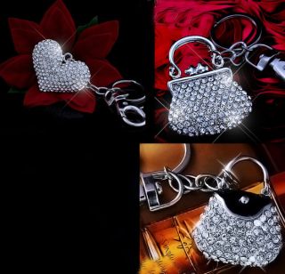 sparkly beautiful crystal lovely bag ,heart charms for hangbag and 