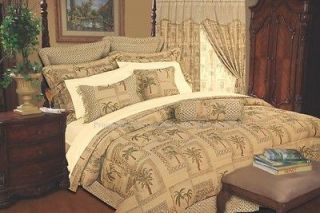 9PC TAPESTRY PALM TREE COMFORTER SET BED IN A BAG QUEEN