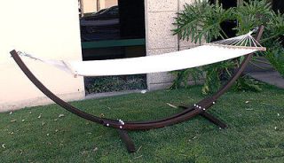 New MTN Deluxe Cypress Wooden Wood Curved Arc Hammock Stand w/ Cotton 