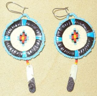 Native American Quilled & Beaded Earrings.
