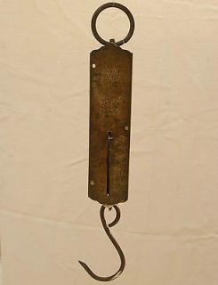 Antique Brass Face 24lb Hanging Hook Scale by THOMAS MORTON & BREMNER 