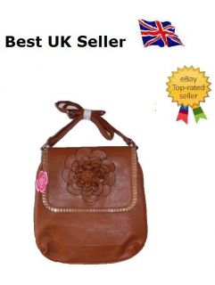 Anna Smith Designer Messenger CrossBody Flower Floral Faux Leather Bag