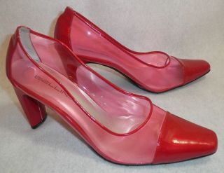 BELLINI Cherry Red & Clear Pink Womens 10 M 3.5 Heel