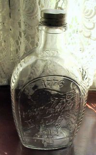 Old Clear Glass Log Cabin Syrup 1776 Bicentennial Advertising 