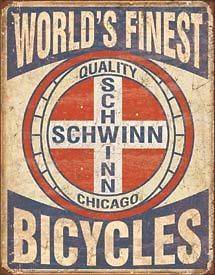 Classic Distressed Schwinn Bicycle Logo Tin Sign Advertising Quality 