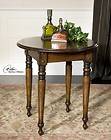 Uttermost Rhodes Round Table Cherry Finish Mahogany Turned Legs 28W 