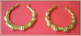 Big Gold Bamboo Hoop Earrings 3 / 7.5cm Diameter