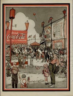 1920 COCA COLA DRINK AD / ~RARE~ FAIR   CIRCUS SCENE WITH NICE COLOR 