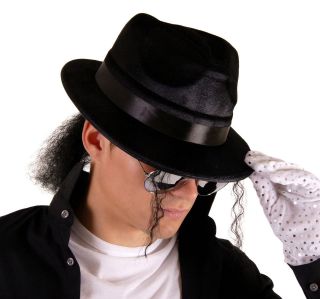   DRESS HAT WITH HAIR & GLOVE IN A KING OF POP MICHAEL JACKSON STYLE