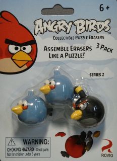 ANGRY BIRDS BLUE AND BLACK BIRDS 3 PACK SERIES 2 COLLECTIBLE PUZZLE 
