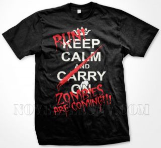 Run Zombies Are Coming Keep Calm Carry On   Funny Slogans Sayings  Men 