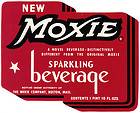 Old soda pop bottle label MOXIE NEW SPARKLING BEVERAGE unused new old 