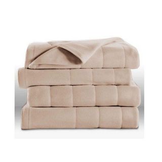 Sunbeam Heated Electric Blanket Quilted Fleece Royal Dreams King Sand