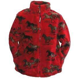 Black Mountain Red Horses Youth Plush Fleece Jacket