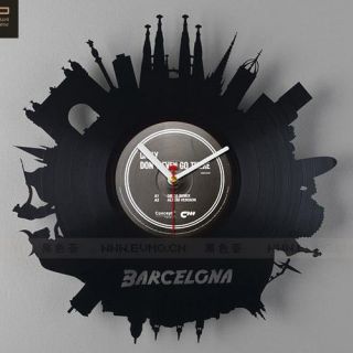   Home Room Decor Recyle Wall Clock Modern City Barcelon Black Silent