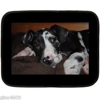 Personalized your Text Fleece Blanket Harlequin Great Dane Puppy Dog 