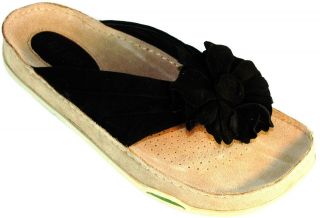 Earth Rose 2 Black Leather Flip Flops Slides Sandals w/KALSO 5 5.5 6.5 