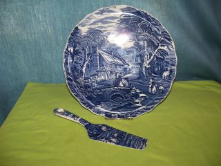 James Kent Old Foley Staffordshire Cake Plate with Cake Server