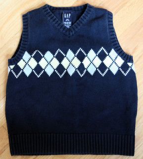 Gap Kids Boys Blue Sweater Vest with Argyle Design   Size Small, 5 6