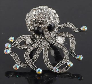 Fashion Ring Crystal Rhinestone Octopus Animal. Rhinestone Charm Ring
