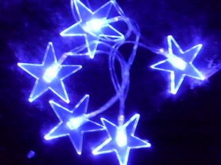 New Battery Powered Blue Star LED String Light Fairy Lights 40 Bulbs 
