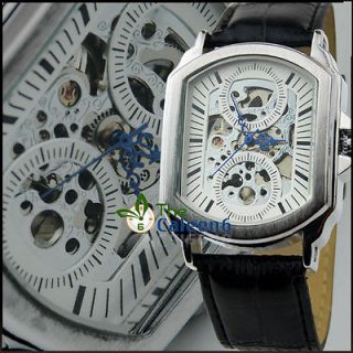 Newly listed NEW Automatic Mechanical Men Leather Hollow Fashion Wrist 