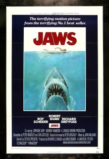 JAWS * CineMasterpieces 1SH NM C9 UNUSED TRI FOLD ORIGINAL MOVIE 