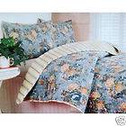 SHABBY FRENCH CHIC Blue Floral QUILT SET Queen Hydranga Flowers NEW