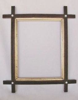 Vintage Victorian WALNUT and LEMON GOLD Button Picture FRAME