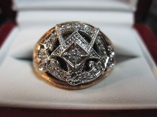 Vintage Masonic Diamond Blue Lodge Ring. .75 tcw, 10K Sz 10.5
