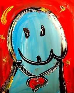 BLUE DOG LARGE ORIGINAL OIL PAINTING COMES STRETCHED REYSDFBTRB