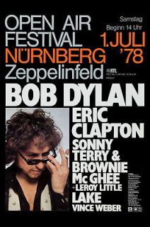 Bob Dylan & Eric Clapton in Germany Concert Poster Circa 1978