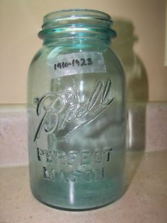 Antique Vintage Blue Ball Jar Perfect Mason   1910 1923