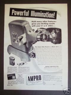 1949 AMPRO Model 30 A Slide projector Camera print ad