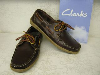 Clarks Ro Deck Chestnut Brown Leather Lace Up Boat Shoes
