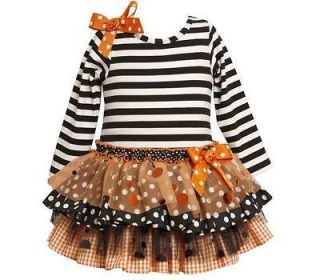 Bonnie Jean Baby Girls Black/ White Stripe Halloween Pumpkin Mixed 