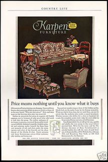 1927 Karpen & Bros Furniture Nameplate Quality Vintage Print Ad