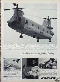 1962 Boeing Army Helicopter Twin Turbine ORIGINAL Ad