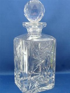 CUT GLASS CRYSTAL PINWHEEL SQUARE DECANTER Square Whisky Wine Brandy