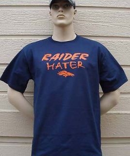 Raider Hater Adult T Shirt Denver Broncos Football Navy Shirt Elway 
