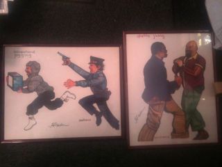 FERDIE PACHECO   FIGHT DOCTOR  SIGNED PRINTS LOT OF 2 FROM 1978 FRAMED