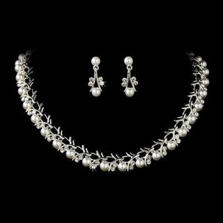 Bridal Wedding Jewelry Set Crystal Rhinestone Pearl Sophisticated 