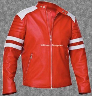 Tyler Durden Brad Pitt Fight Club Red Leather Jacket