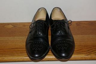 MENS BLACK COLE HAAN CAP TOE OXFORD DRESS SHOES SIZE 11 D PERFORATED