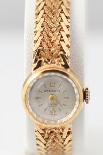 Vintage Ladies Wakmann 18K YG Wrist Watch 17 Jewel Winding Incabloc 