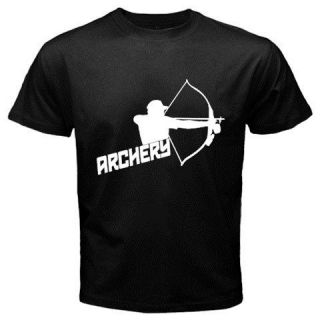 ARCHERY archer arrows hunting recurve longbow bow sport logo BLACK T 