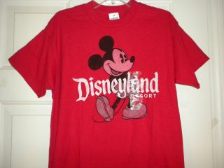 Adult Mens M Disneyland Mickey Mouse Tee T shirt Red Authentic Disney 