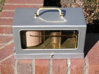 FRIEZ BRASS BAROGRAPH WITH CHARTS&INK ca 1930 W/MANUAL