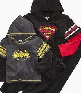 NWT NEW BOYS 2PC BATMAN SUPERMAN SWEATER HOODIE WINTER OUTFIT SET 4 