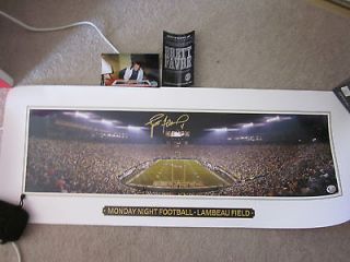 BRETT FAVRE SIGNED LAMBEAU FIELD 14X36 POSTER WITH PIC SIGNING AND 
